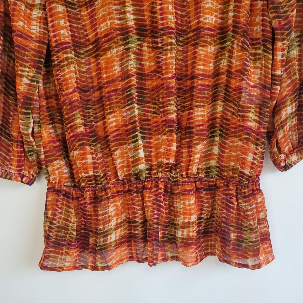 Jones New Tork Sport Size M Fall pattern, drop elastic waist blouse - Picture 7 of 9